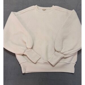 PILCRO Cream Sherpa Fleece Oversized Pullover Cottage Core Balloon Sleeve XXS